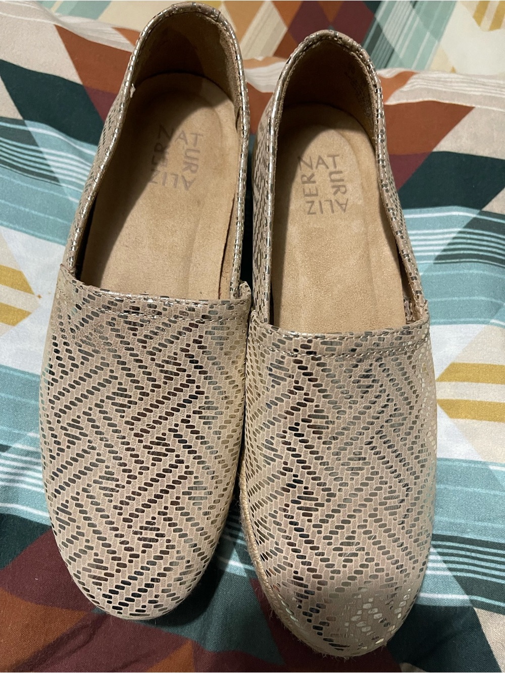 Naturalizer Perforated Taupe Slip-On Flats